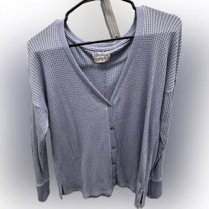 Abercrombie & Fitch Soft AF waffle knit Blue Button Up Cardigan